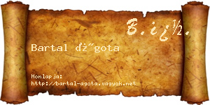 Bartal Ágota névjegykártya